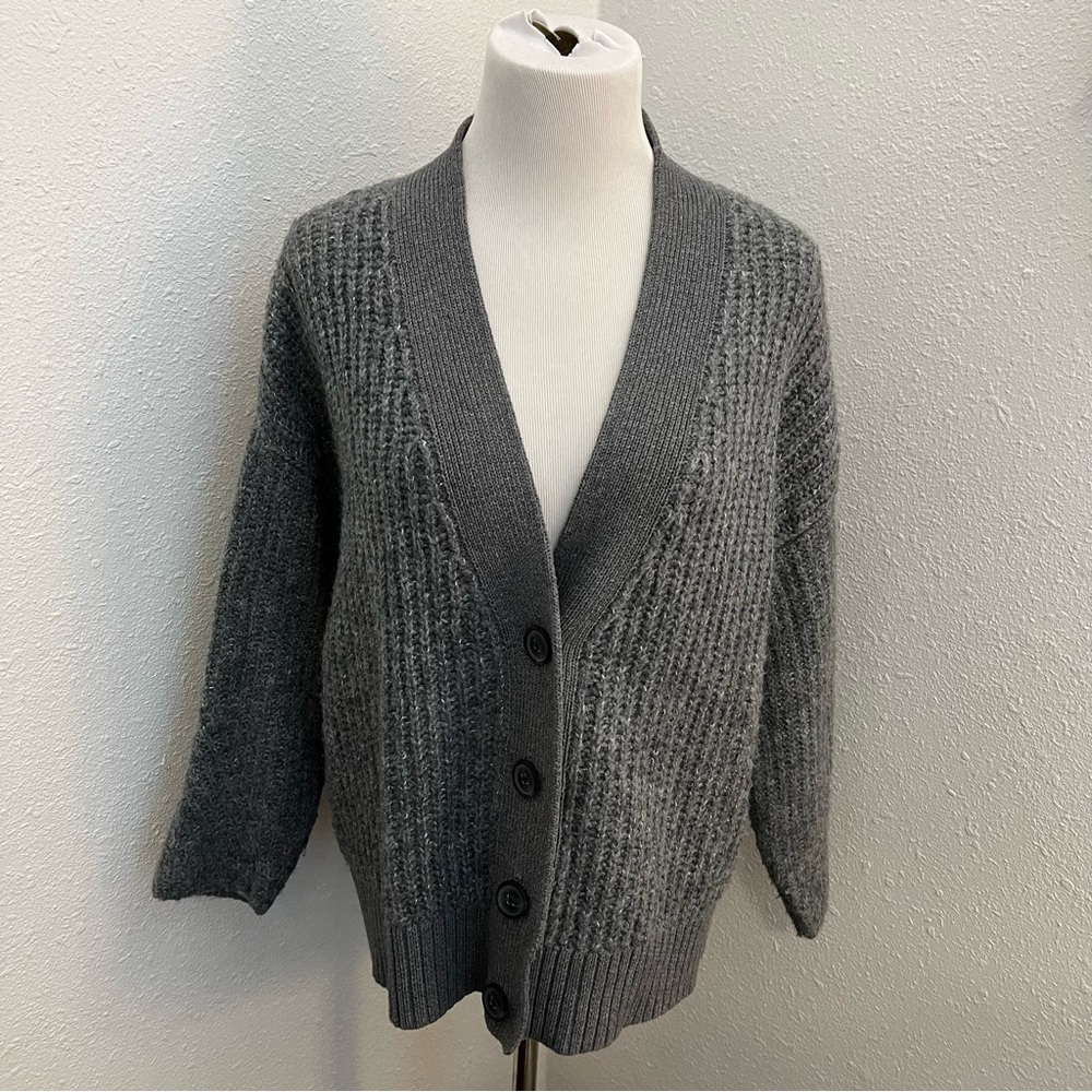 Grey Oversized Boxy Button Front Old Navy Sweater medium